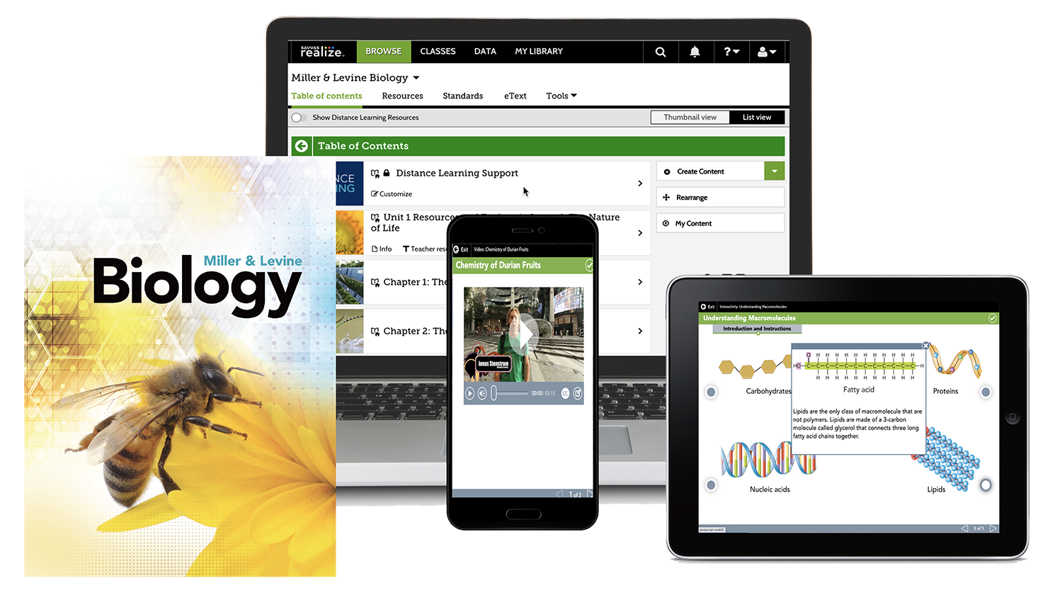 Miller and Levine Biology 2019 - SE w realize dashboard, iphone video, ipad interactivity